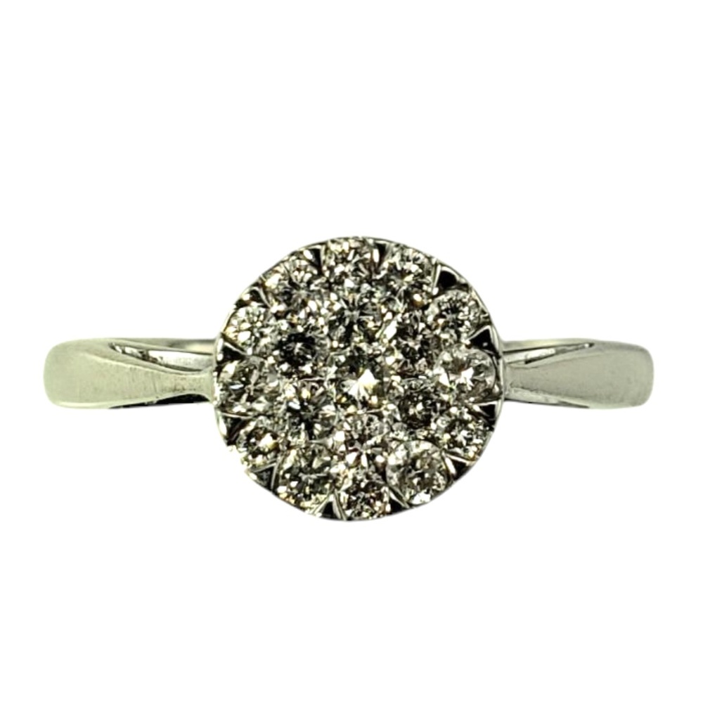 14 Karat White Gold Pave Diamond Cluster Ring Size 7 #21348